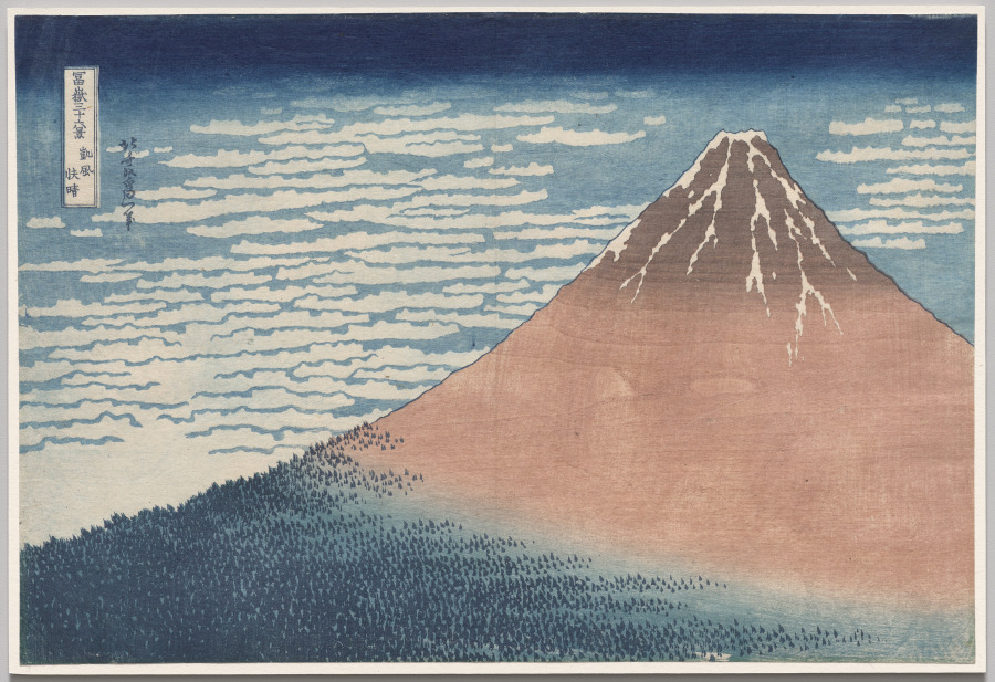 Roter Fuji (Südwind, klarer Himmel), Katsushika Hokusai