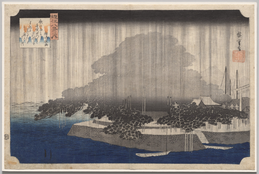 Nachtregen bei Karasaki, Utagawa Hiroshige