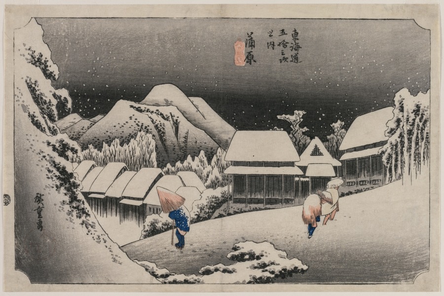 Abendschnee in Kambara, Utagawa Hiroshige
